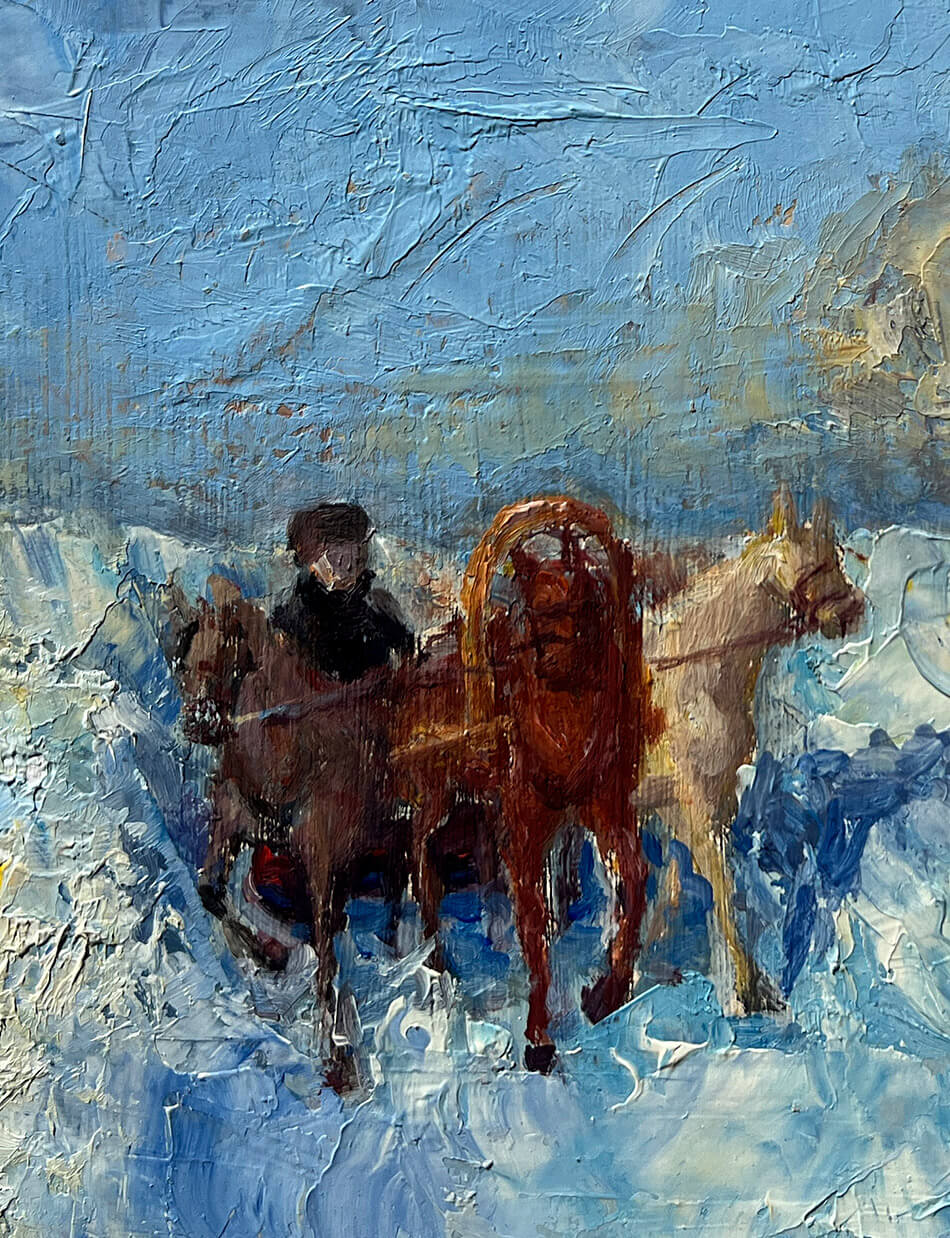 Село Писаревка зимой (1996), 50х60 см — изображение 2