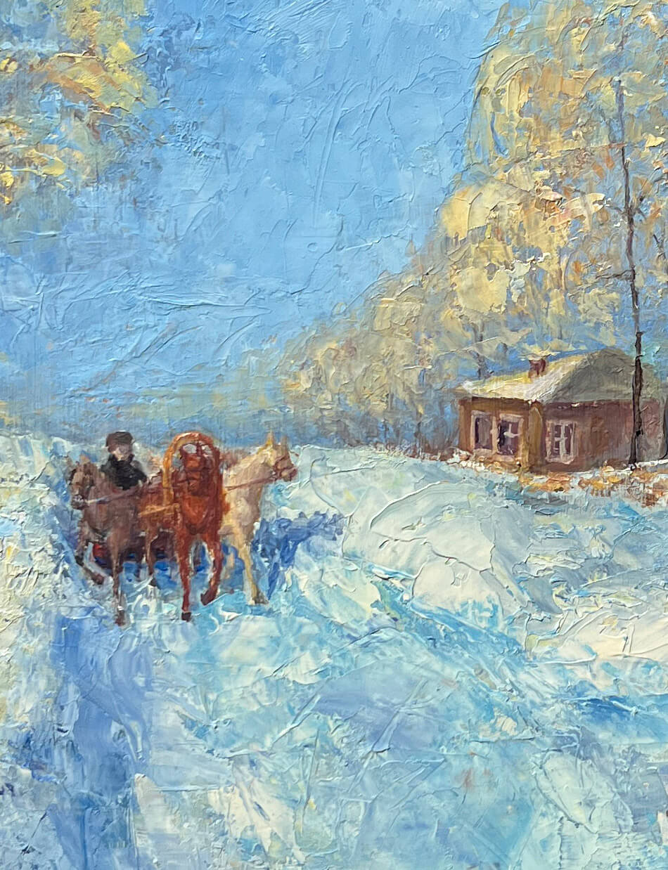 Село Писаревка зимой (1996), 50х60 см — изображение 3