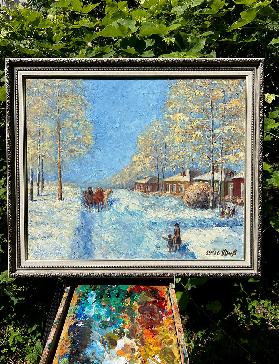 Село Писаревка зимой (1996), 50х60 см — изображение 7